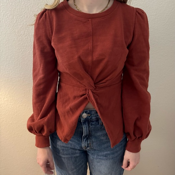 Pilcro Tops - Anthropologie Pilcro Copper Twist-Front Sweatshirt XXS